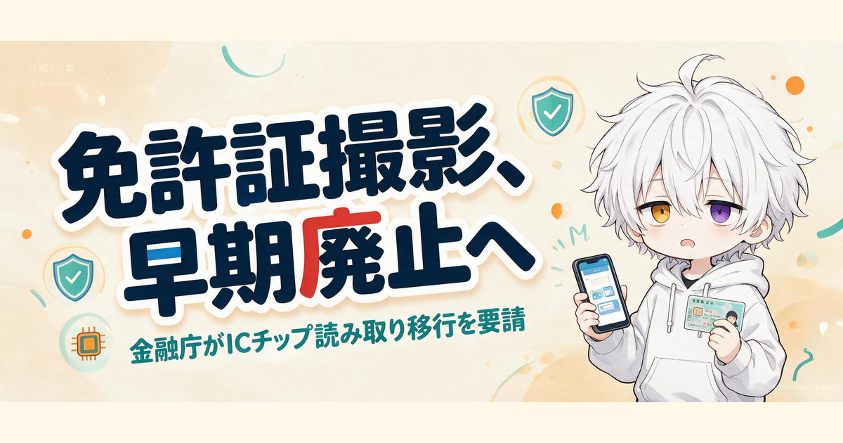 本人確認の免許証撮影が早期廃止へ。金融庁がICチップ読み取りへの前倒し移行を要請