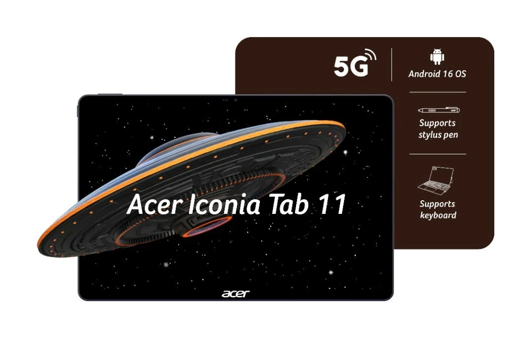 Acer Iconia Tab 11の製品画像(10.95型・5G・Android 16のインド向けモデル)