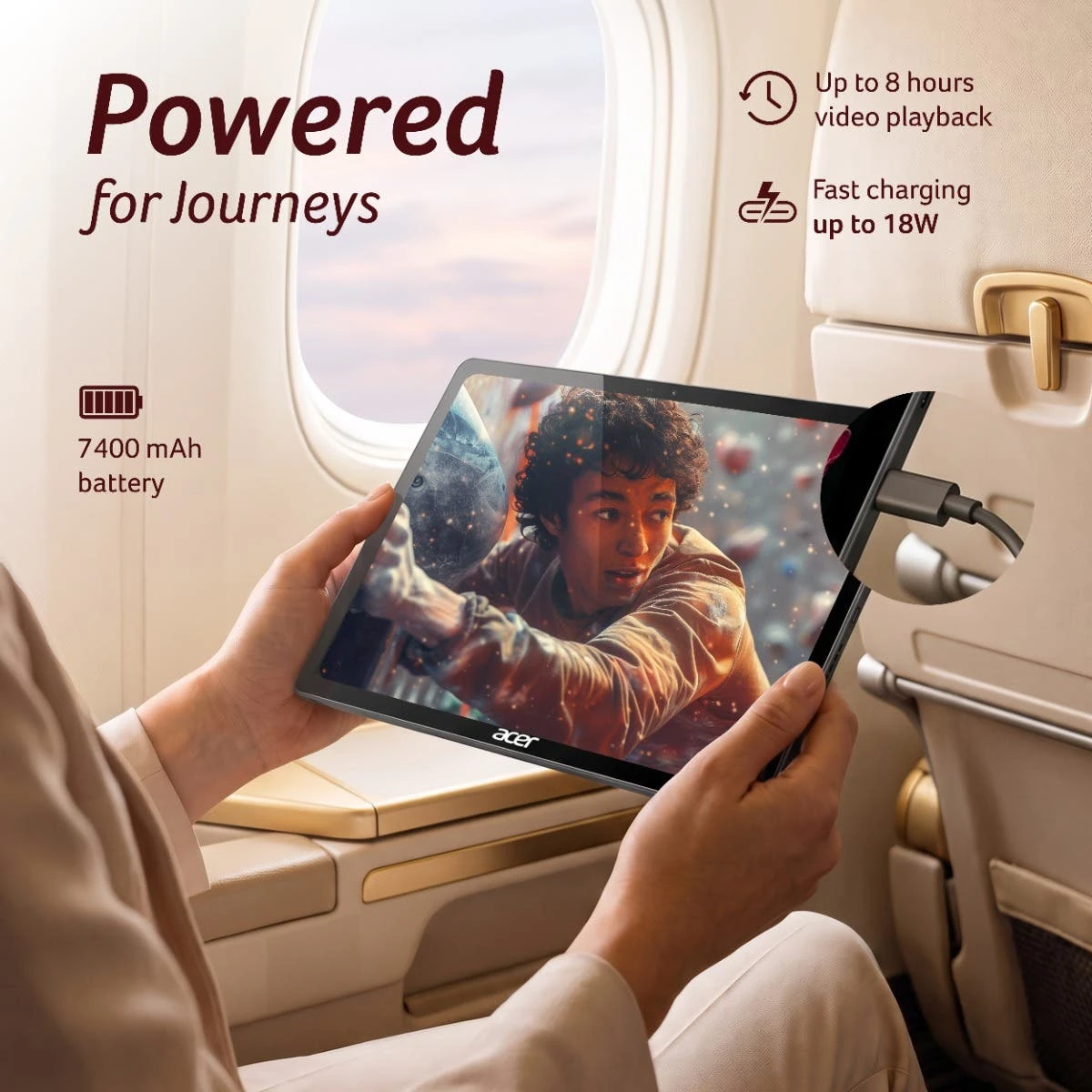 Acer Iconia Tab 11を両手で持って使う場面の製品画像